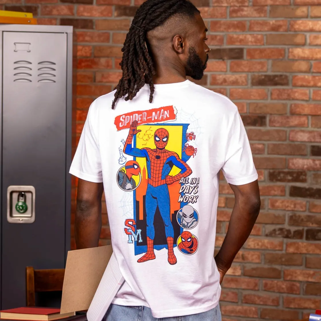 Spider-man|Marvel|Marvel Your Friendly Neighborhood Spider-Man "All in a Day's Work" – Crewneck Tee