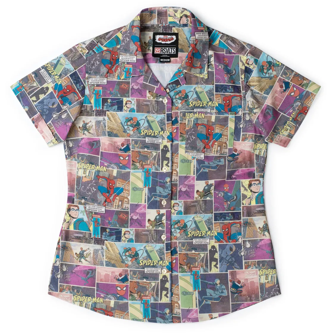 Spider-man|Marvel|Marvel Your Friendly Neighborhood Spider-Man "In the Swing of Things" – Women's KUNUFLEX Short Sleeve Shirt